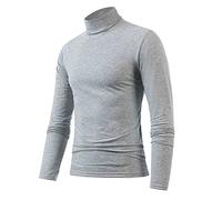 Camiseta deportiva de manga larga para hombre, camiseta básica de hombre, camiseta de manga larga con cuello alto, camiseta térmica de un solo color, cuello alto, camiseta térmica de manga larga