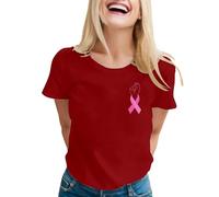 Camiseta deportiva de mujer camisetas para mujer para el mes de conciencia sobre el cáncer de mama camiseta gráfica única mujer top cómodo y elegante perfecto uso, rojo, XXL