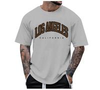 Camiseta Deportiva Hombre Camiseta Hombre Manga Corta Cuello Estilo Urbano Moderna Casual Comoda Deporte Exterior Diseño Ciudad Europea (Light Gray, XS)