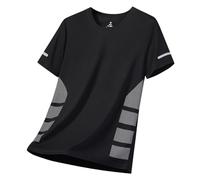 Camiseta deportiva hombre transpirable camiseta manga larga hombre camisetas deporte camisetas manga corta fitness ligero atlético tops manga corta entrenamiento correr gimnasio, B-le negro, L