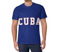 Camiseta Deportiva Manga Corta Hombre Bandera Cubana Camiseta de Fútbol Cultura Nacional Respirable y Secado Rápido Top Ligero de Cuello Redond para Gimnasio Running Fitness
