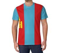 Camiseta Deportiva Manga Corta Hombre Bandera De Mongolia Camiseta de Fútbol Cultura Nacional Mongola Respirable y Secado Rápido Top Ligero de Cuello Redond para Gimnasio Running Fitness