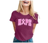 Camiseta Deportiva Mujer Mes Internacional de Sensibilización Cáncer de Mama de las Mujeres Carta Divertida Impreso T Pequeño Alto, Ladrillo rojo, M