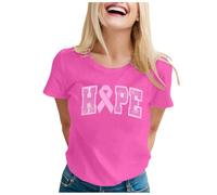 Camiseta Deportiva Mujer Mes Internacional de Sensibilización Cáncer de Mama de las Mujeres Carta Divertida Impreso T Pequeño Alto, rosa fuerte, XL