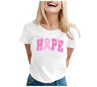 Camiseta Deportiva Mujer Mes Internacional de Sensibilización Cáncer de Mama de las Mujeres Carta Divertida Impreso T Pequeño Alto, blanco, S