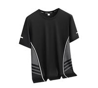 Camiseta deportiva para hombre camiseta deportiva transpirable camisetas para hombre manga corta cuello redondo color sólido secado rápido transpirable running gimnasio Baselayer Top, B-le negro, 3XL