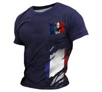 Camiseta deportiva para hombre con diseño de banderas de Europa, cómoda para la calle al aire libre, tiempo libre, transpirable, camiseta de manga corta, marine, S