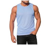 Camiseta deportiva para hombre con tirantes de running para hombre, refrescante, holgado, tirantes de playa, clásicos, blusas regulares, para top y top transpirables, sin tirantes, Azul Claro-2, XL