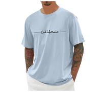 Camiseta deportiva para hombre de algodón de gran tamaño, camiseta básica de manga corta, cuello redondo con estampado de ciudades, camiseta ligera de verano, camisetas informales, tallas grandes