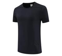 Camiseta deportiva para hombre de manga corta, cuello redondo, técnica de secado rápido, sudoración para senderismo, correr, fitness, alta cómoda ropa al aire libre, Le Noir, XL