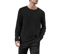 Camiseta deportiva para hombre, manga larga, cuello redondo, informal, de color sólido, cómodo, holgado, elegante, de todos los días, clásicos, pasamanos, otoño básico, alto