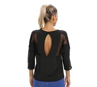 Camiseta Deportiva para Mujer, Camiseta de Entrenamiento con Espalda Abierta para Mujer, Camiseta de Yoga y Fitness para Mujer, Camiseta de Entrenamiento de Manga 3/4 para Mujer