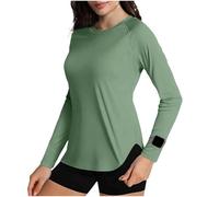 Camiseta Deportiva para Mujer con Protección UPF 50+ UV para Mujer Cuello Redondo Camiseta Deporte Manga Larga Cómodo Transpirable Ropa Protección Solar Verano para Deportes Al Aire Libre