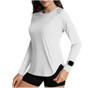Camiseta Deportiva para Mujer con Protección UPF 50+ UV para Mujer Cuello Redondo Camiseta Deporte Manga Larga Cómodo Transpirable Ropa Protección Solar Verano para Deportes Al Aire Libre