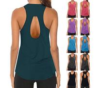 Camiseta deportiva para mujer, sin mangas, para yoga, deporte, gimnasio, transpirable, camiseta de tirantes para fitness, camiseta de tirantes deportiva, holgada, cómoda, ropa de ocio, de secado