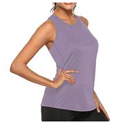 Camiseta deportiva para mujer, transpirable, camiseta sin mangas, sin mangas, para correr, fitness, top plisado, camiseta holgada, sin manga, camiseta de running superior, refresca, malva, XL