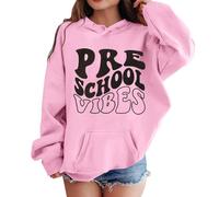 Camiseta deportiva para niños y niñas, para el primer día de escuela, casual, sudadera con capucha en mi preescolar, sudadera con capucha con bolsillo, adecuada para adolescentes, sudaderas