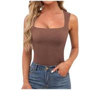 Camiseta deportiva sin mangas con cuello cuadrado para mujer, básica, para correr, adelgazar, sin mangas, lindas camisas para gimnasio, verano, casual, entrenamiento, camiseta sin mangas ajustada