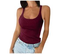 Camiseta deportiva sin mangas con cuello redondo para mujer, básica, para salir, correr, ajustada, para entrenamiento, adelgazar, verano, primavera, deportes, camiseta sin mangas, ajustada, acanalada