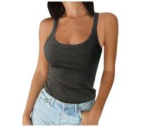 Camiseta deportiva sin mangas con cuello redondo para mujer, básica, para salir, correr, ajustada, para entrenamiento, adelgazar, verano, primavera, deportes, camiseta sin mangas, ajustada, acanalada