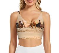 Camiseta deportiva sin mangas con estampado de caballo en el desierto y tormenta, para mujer, Negro, M