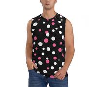 Camiseta deportiva sin mangas con estampado de lunares negros para hombre, camiseta sin mangas para correr, playa, Negro, XX-Large