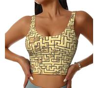 Camiseta Deportiva sin Mangas de Cuello bajo con Estampado de Laberinto del Tesoro para Mujer, Ideal para Correr y Actividades al Aire Libre.