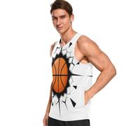 Camiseta deportiva sin mangas para hombre, cuello en V, suave, agradable al tacto, estampado completo para playa y vacaciones, Pallacanestro - Cesta de baloncesto Maglietta, Large