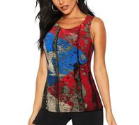 Camiseta deportiva sin mangas para mujer, con estampado de bandera de Puerto Rico, para correr, gimnasio, bailar, Negro, XL