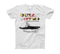 Camiseta Deportiva Unisex Crew Neck T-Shirt Capital De La Pesca del Marlín Blanco En Ocean City, Maryland Moderna tee De Manga Corta para Verano Transpirable Correr L