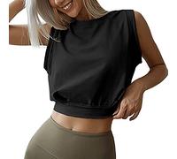 Camiseta Deportivo sin Mangas para Mujer Camisetas de Fitness Crop Top de Suelta Tanktop Camiseta de Tirantes de Gimnasia Casual Camisas para Yoga Fitness Correr
