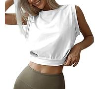 Camiseta Deportivo sin Mangas para Mujer Camisetas de Fitness Crop Top de Suelta Tanktop Camiseta de Tirantes de Gimnasia Casual Camisas para Yoga Fitness Correr