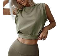Camiseta Deportivo sin Mangas para Mujer Camisetas de Fitness Crop Top de Suelta Tanktop Camiseta de Tirantes de Gimnasia Casual Camisas para Yoga Fitness Correr