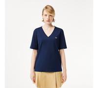 Camiseta desenfadada con cuello de pico Mujer Talla 36. Color Azul
