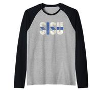 Camiseta desgastada Vintage con la Bandera finlandesa de Sisu Finland Suomi Camiseta Manga Raglan