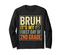 Camiseta Divertida Bruh It's My First Day of 2nd Grade Manga Larga