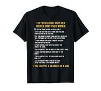 Camiseta Divertida con 10 Razones por Las Que los Hombres aman Las Armas más Que a Las Mujeres Camiseta