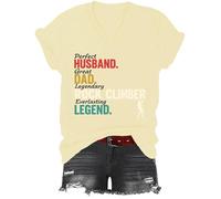 Camiseta divertida con cuello en V para papá y marido, escalador de rocas, con cuello en V, Amarillo cremoso, XXL