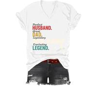 Camiseta divertida con cuello en V para papá y marido, escalador de rocas, con cuello en V, blanco, M