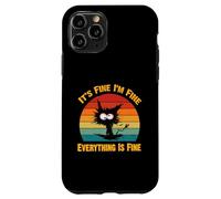 Camiseta Divertida con diseño de Gato Negro con Texto en inglés It's Fine I'm Fine Everything Carcasa para iPhone 11 Pro