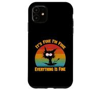 Camiseta Divertida con diseño de Gato Negro con Texto en inglés It's Fine I'm Fine Everything Carcasa para iPhone 11