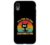 Camiseta Divertida con diseño de Gato Negro con Texto en inglés It's Fine I'm Fine Everything Carcasa para iPhone XR