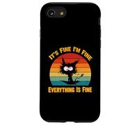 Camiseta Divertida con diseño de Gato Negro con Texto en inglés It's Fine I'm Fine Everything Carcasa para iPhone SE (2020) / 7/8