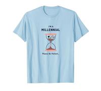Camiseta Divertida con diseño de Reloj de Arena I'm A Millennial Please Be Patient Camiseta, Hombre, Azul Bebé, 3XL
