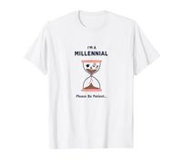 Camiseta Divertida con diseño de Reloj de Arena I'm A Millennial Please Be Patient Camiseta, Hombre, Blanco, S