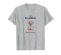 Camiseta Divertida con diseño de Reloj de Arena I'm A Millennial Please Be Patient Camiseta, Hombre, Gris Jaspeado, 4XL