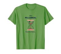 Camiseta Divertida con diseño de Reloj de Arena I'm A Millennial Please Be Patient Camiseta, Hombre, Hierba, XXL