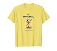 Camiseta Divertida con diseño de Reloj de Arena I'm A Millennial Please Be Patient Camiseta, Hombre, Limón, 3XL