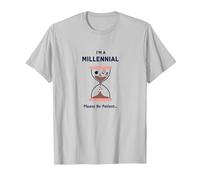 Camiseta Divertida con diseño de Reloj de Arena I'm A Millennial Please Be Patient Camiseta, Hombre, Plata, L