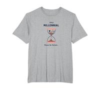 Camiseta Divertida con diseño de Reloj de Arena I'm A Millennial Please Be Patient Camiseta, Hombre Tallas Grandes, Gris Jaspeado, 4X Alto